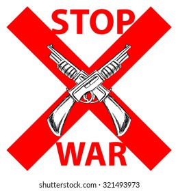 hand drawn guns and stop war poster 