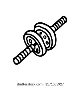 Hand drawn gymnastics roller doodle. Sketch sports equipment and simulators, icon. Decoration element. Isolated on white background. Vector illustration.