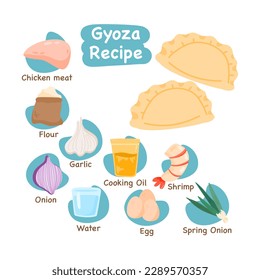 hand drawn gyoza illustration recipe concept