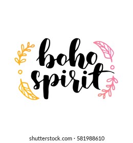 hand drawn gypsy quote. bohemian phrase design for card or poster. Vector inspirational quote. hipster gradient ink illustration on white isolated background. Boho saying for your design.