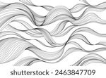 Hand drawn hair abstract illustration with wavy lines and curves. Isolated smoke on white background.