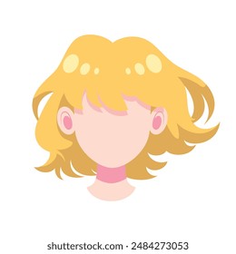 Hand drawn Hair Wig Cartoon Illustration.