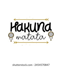 Hand Drawn Hakuna Matata Calligraphy Text Vector Design.