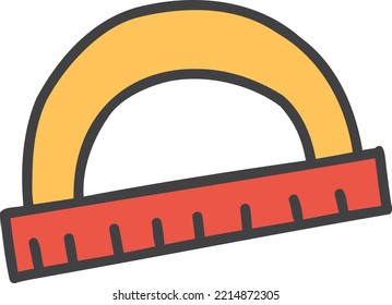 Hand Drawn Half Circle Ruler Illustration Isolated On Background