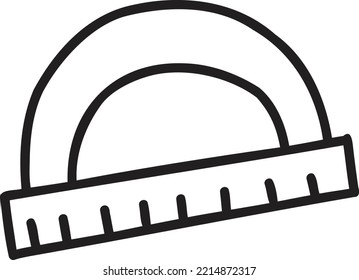 Hand Drawn Half Circle Ruler Illustration Isolated On Background