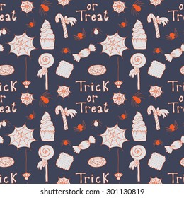 Hand drawn halloween  autumn vector seamless pattern.