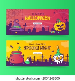 Hand drawn Halloween banners template