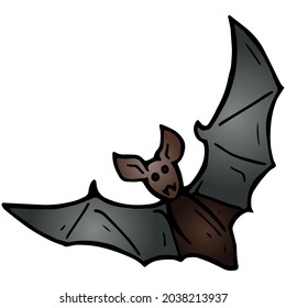 hand drawn halloween bat illustration in doodle style