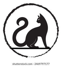 Hand drawn halloween cat Silhouettes illustration