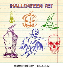 Hand Drawn Halloween characters set