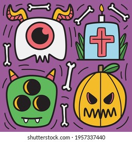 hand drawn halloween doodle cartoon design