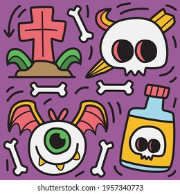 hand drawn halloween doodle cartoon design