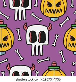 hand drawn halloween doodle cartoon pattern design