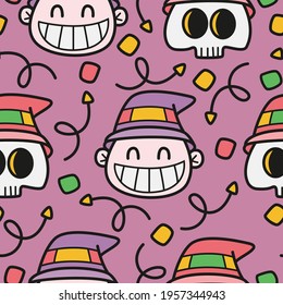 hand drawn halloween doodle cartoon pattern design