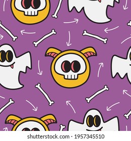 hand drawn halloween doodle cartoon pattern design