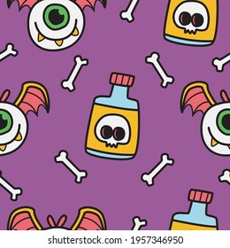 hand drawn halloween doodle cartoon pattern design