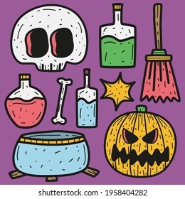 hand drawn halloween doodle cartoon design