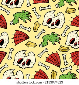 hand drawn halloween doodle cartoon pattern design