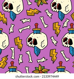 hand drawn halloween doodle cartoon pattern design