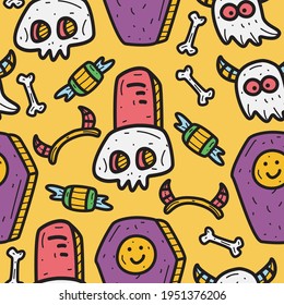 hand drawn halloween doodle pattern design