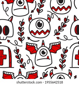 hand drawn halloween doodle pattern design