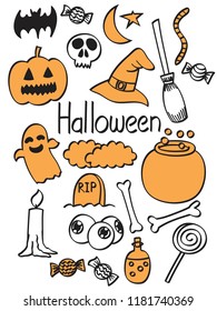 Hand Drawn Halloween, Doodle, Set, Ideas