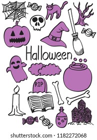 Hand drawn halloween, doodle, set, ideas