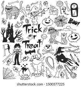 Hand drawn halloween  doodle  set  ideas