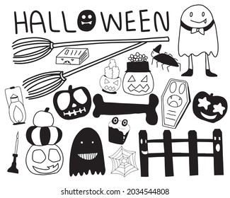 Hand drawn Halloween doodle vector set 
