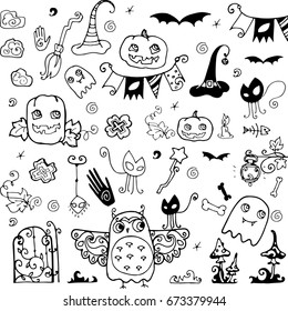 hand drawn Halloween doodles