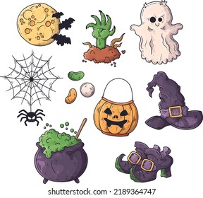 Hand drawn Halloween element collection
