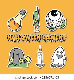 hand drawn halloween element set