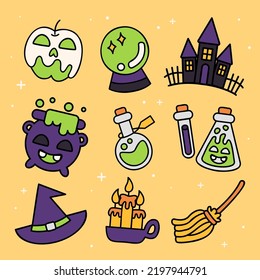 Hand drawn Halloween elements collection.