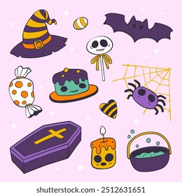 Hand drawn halloween elements collection