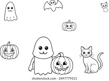 hand drawn halloween elements vector  illustration