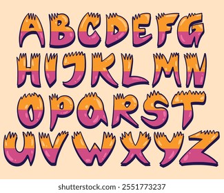 hand drawn halloween font shaped alphabet set