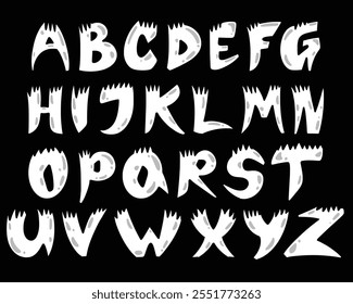 hand drawn halloween font shaped alphabet set
