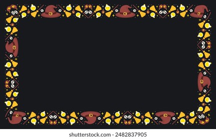 Hand drawn halloween frame template design.