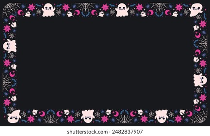 Hand drawn halloween frame template design.
