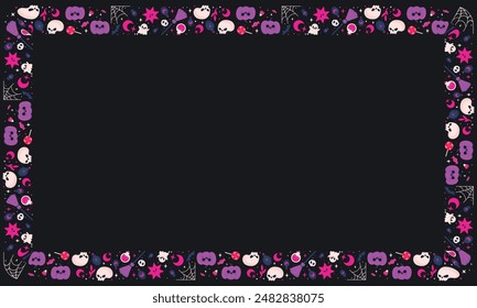 Hand drawn halloween frame template design.