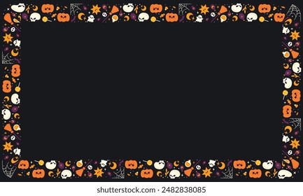 Handgezeichnete Halloween Frame Vorlage Design.