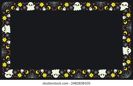 Hand drawn halloween frame template design.