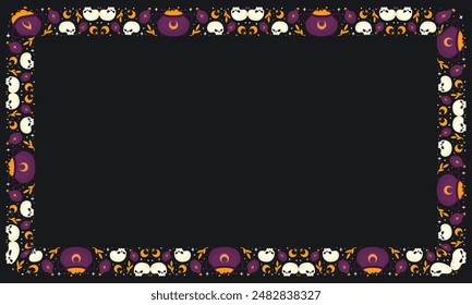 Hand drawn halloween frame template design.