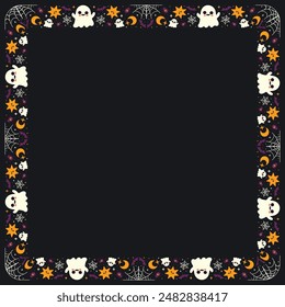 Hand drawn halloween frame template design.