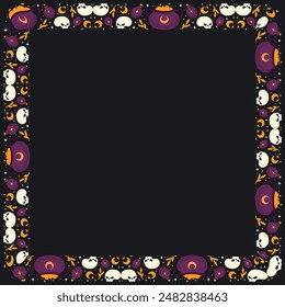 Hand drawn halloween frame template design.