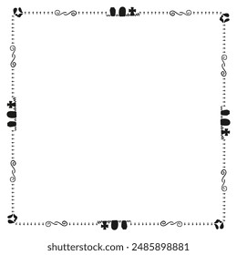 Hand drawn halloween frame template design.