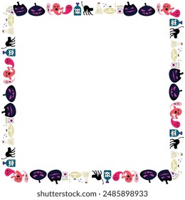 Hand drawn halloween frame template design.