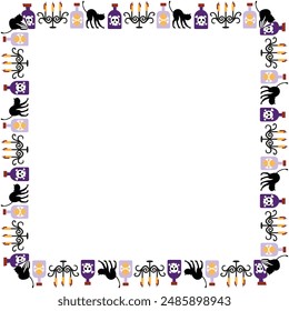 Hand drawn halloween frame template design.