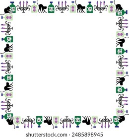 Hand drawn halloween frame template design.