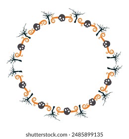 Hand drawn halloween frame template design.